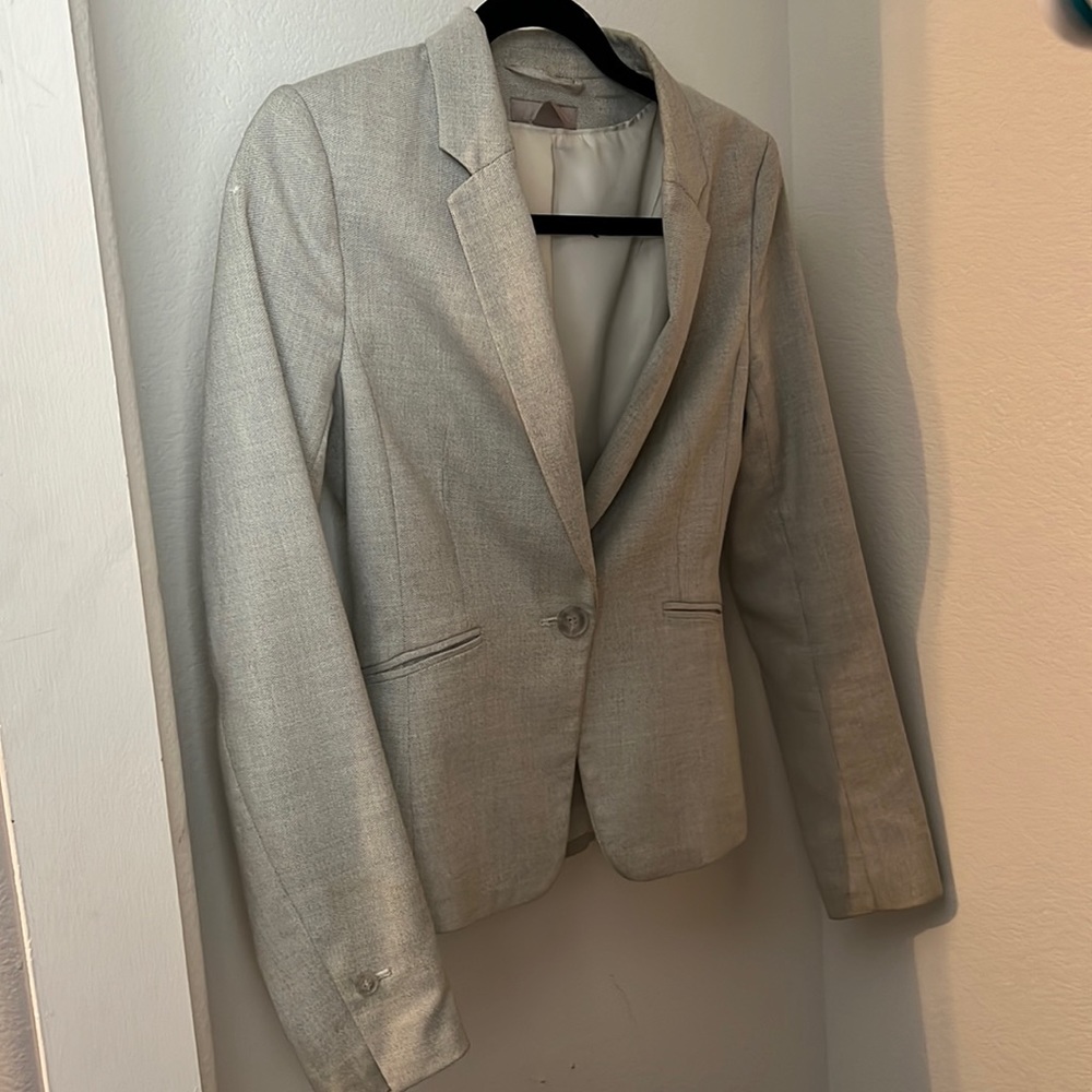 Fitted Blazer - Heather Grey - H&M